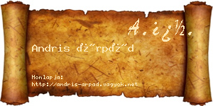 Andris Árpád névjegykártya